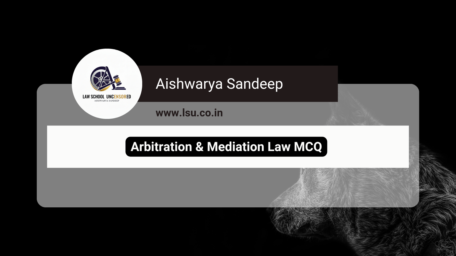 Arbitration & Mediation Law MCQ