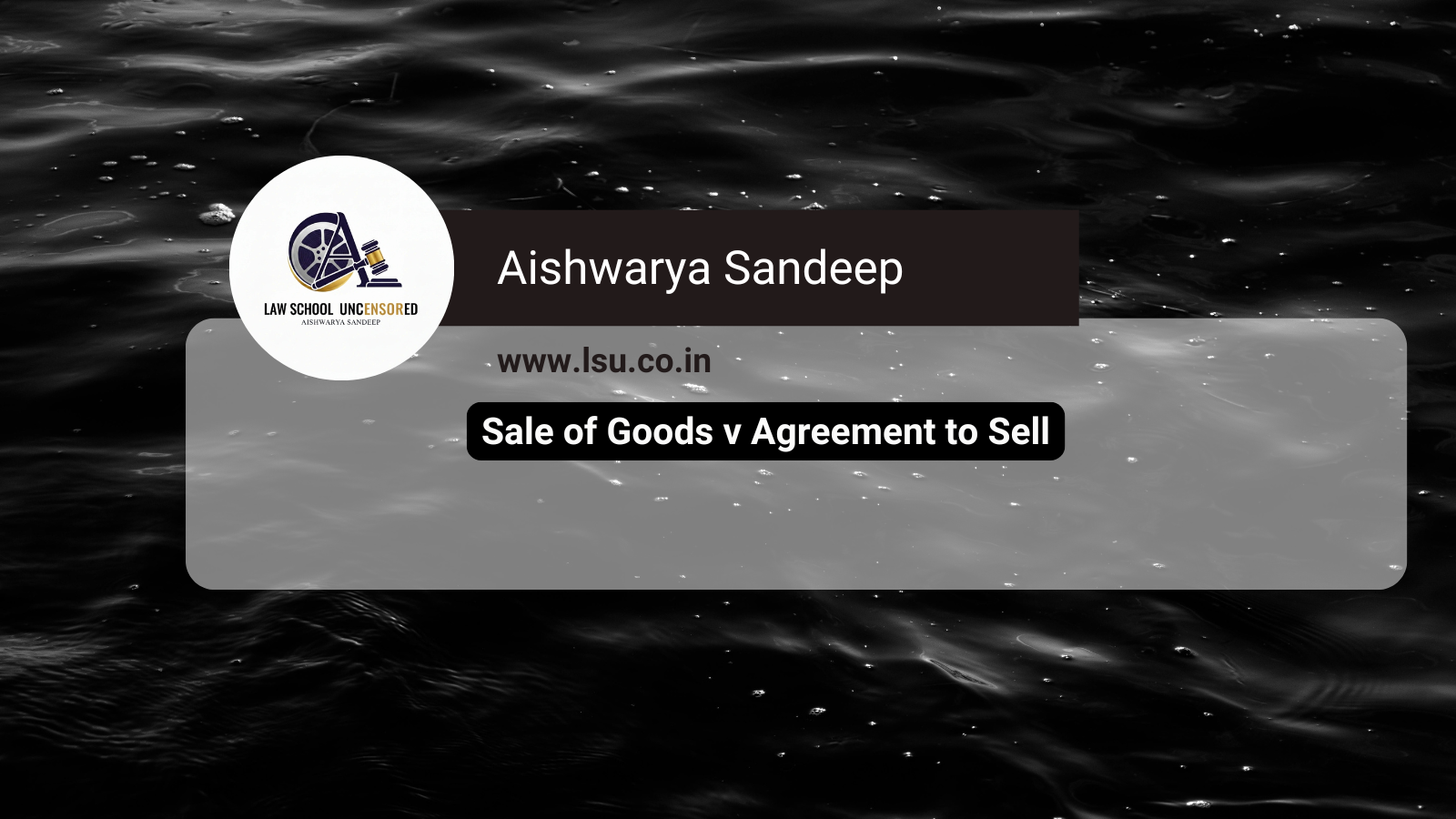 Sale of Goods v Agreement to Sell